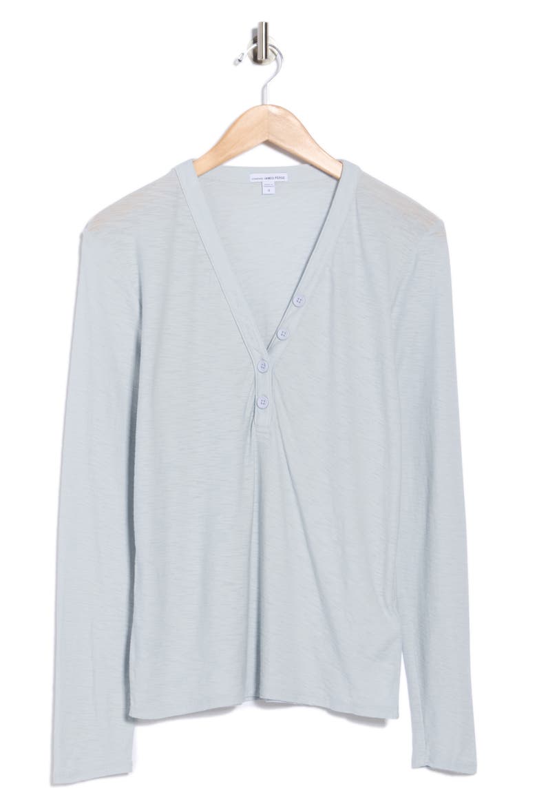 Long Sleeve Slub Jersey Henley, Main, color, GREY GLACIER