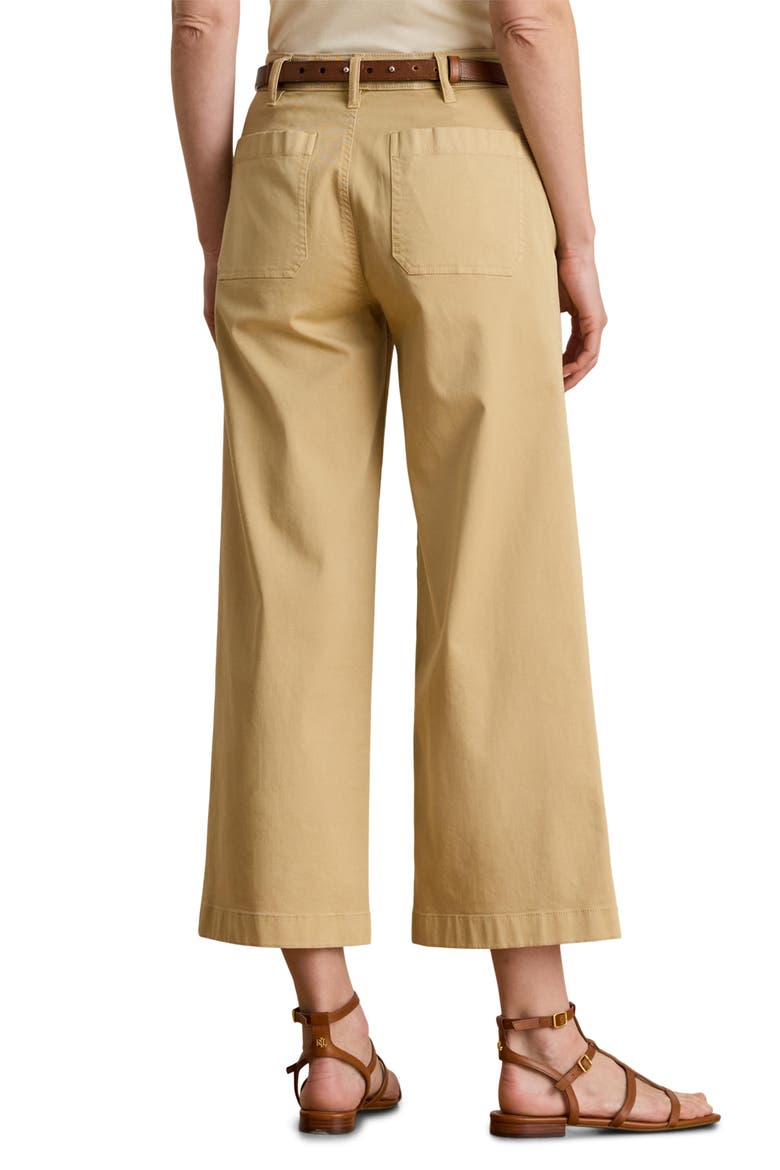 Stretch Cotton Twill Crop Pants, Alternate, color, TAN