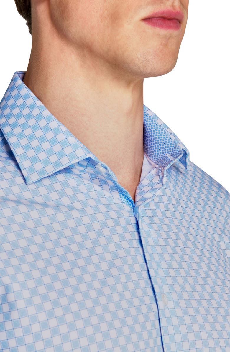 W.R.K Slim Fit Checker Print Performance Dress Shirt, Alternate, color, White/ Blue