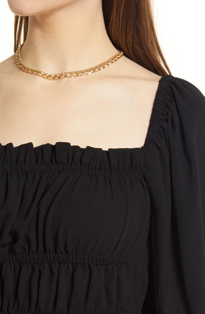 Open Edit Shirring Detail Square Neck Top, Alternate, color,
