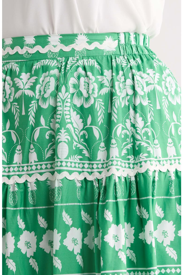 Wave Trimmed Print Maxi Skirt, Alternate, color, GREEN-WHITE