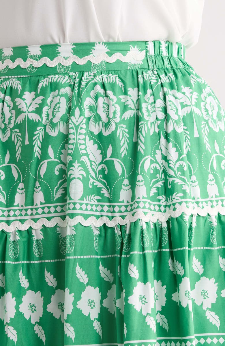 SUGARLIPS Wave Trimmed Print Maxi Skirt, Alternate, color, Green-White