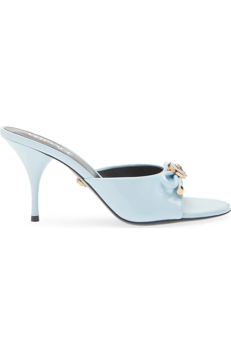 Versace Opera Bow Slide Sandal, Alternate, color, Pastel Blue Gold