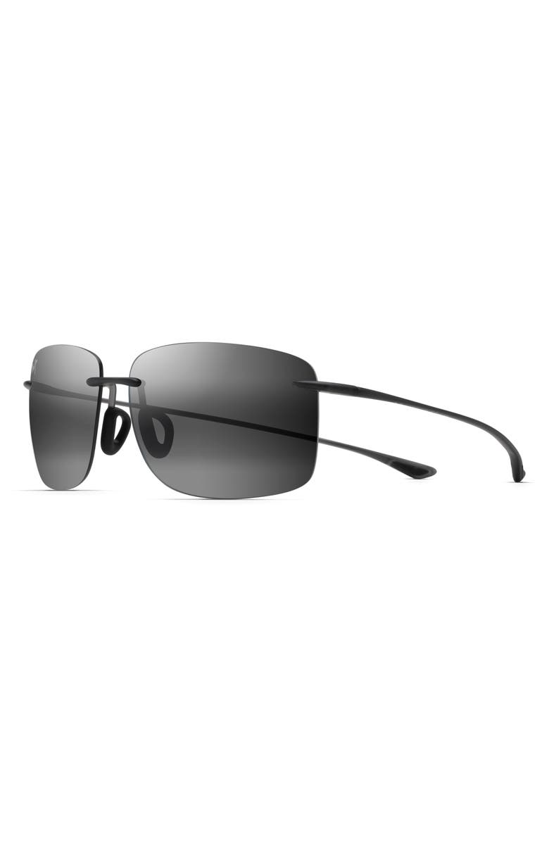 Maui Jim Hema 62mm Polarized Rectangular Sunglasses, Alternate, color, Matte Grey