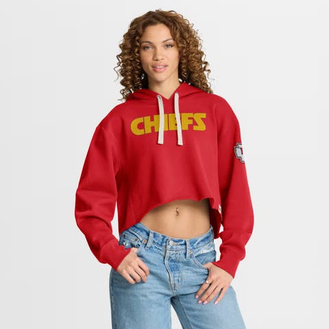 Women's Fanatics Red Kansas City Chiefs Oversized Hometown Heritage Cropped Hoodie