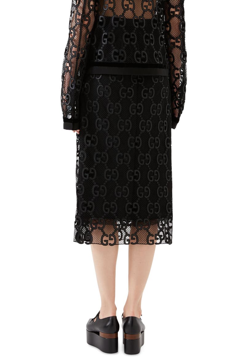 Macramé Logo Skirt, Alternate, color, BLACK