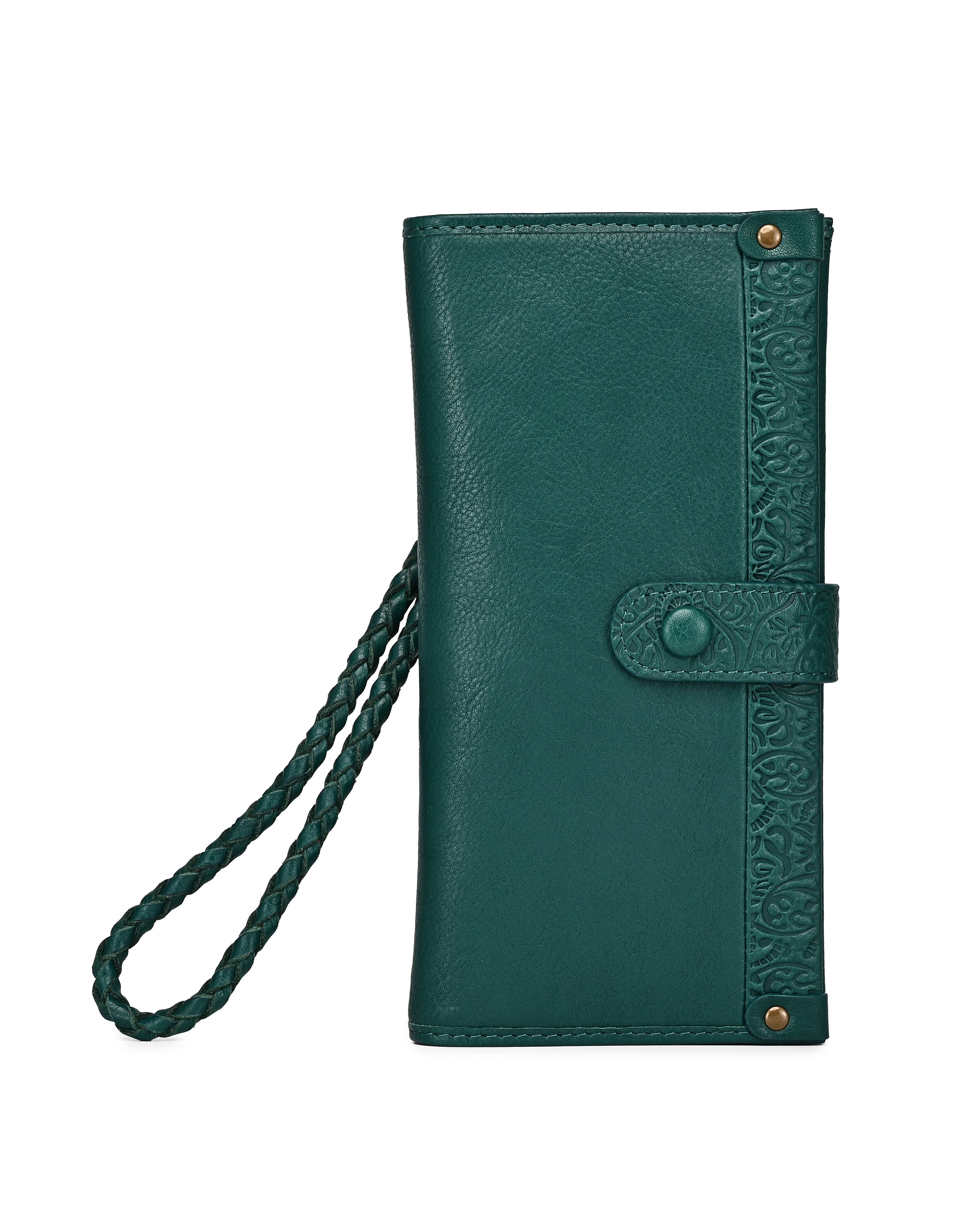 OLD TREND Iris Genuine Leather Modular RFID Wristlet Clutch, Main, color, Teal