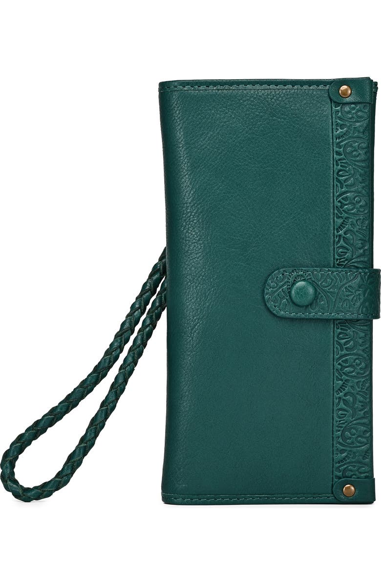 OLD TREND Iris Genuine Leather Modular RFID Wristlet Clutch, Main, color, Teal