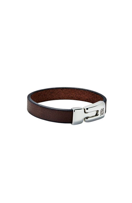 Unode50 Plain Brown Leather Sterling Silver-plated Bracelet In Brown