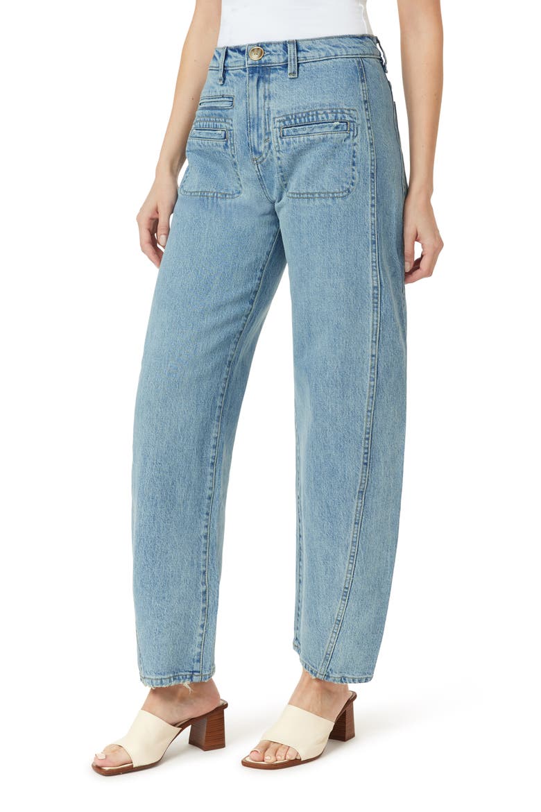 Evie High Front Patch Ankle Barrel Leg Jeans, Alternate, color, AIRE