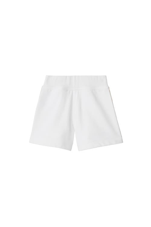 Burberry Girl's Caterina Check Tape Cotton Shorts In White