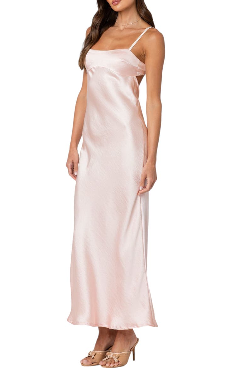 Vienna Open Back Satin Dress, Main, color, LIGHT-PINK