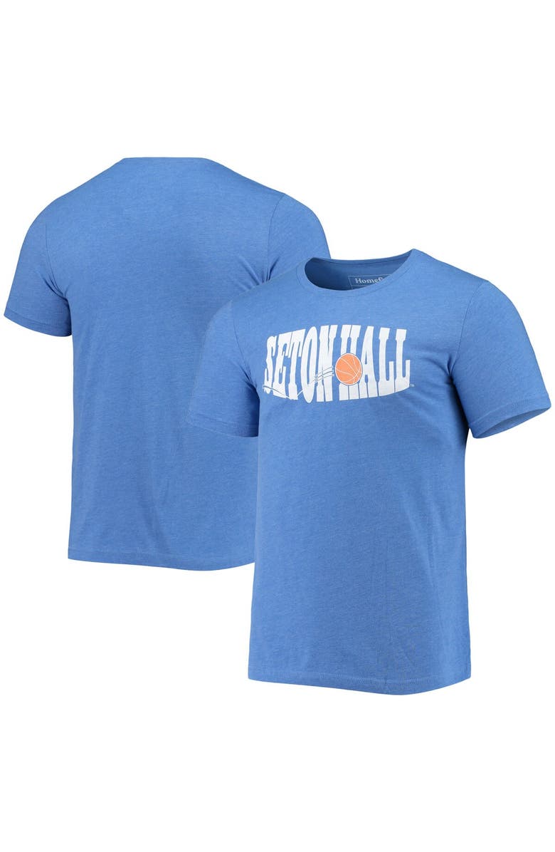 HOMEFIELD Men's Homefield Heathered Blue Seton Hall Pirates Vintage Basketball T-Shirt, Main, color, Blue