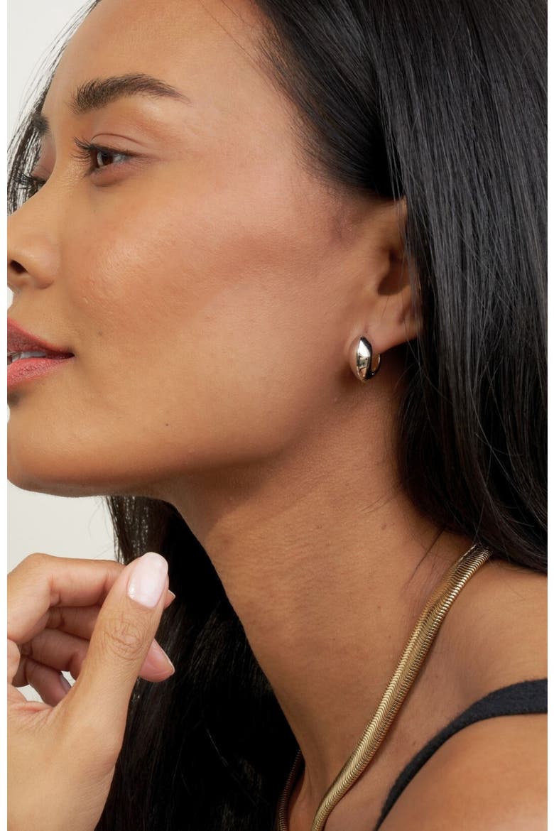 Reversible Hinged Huggie Earrings, Alternate, color, Gold
