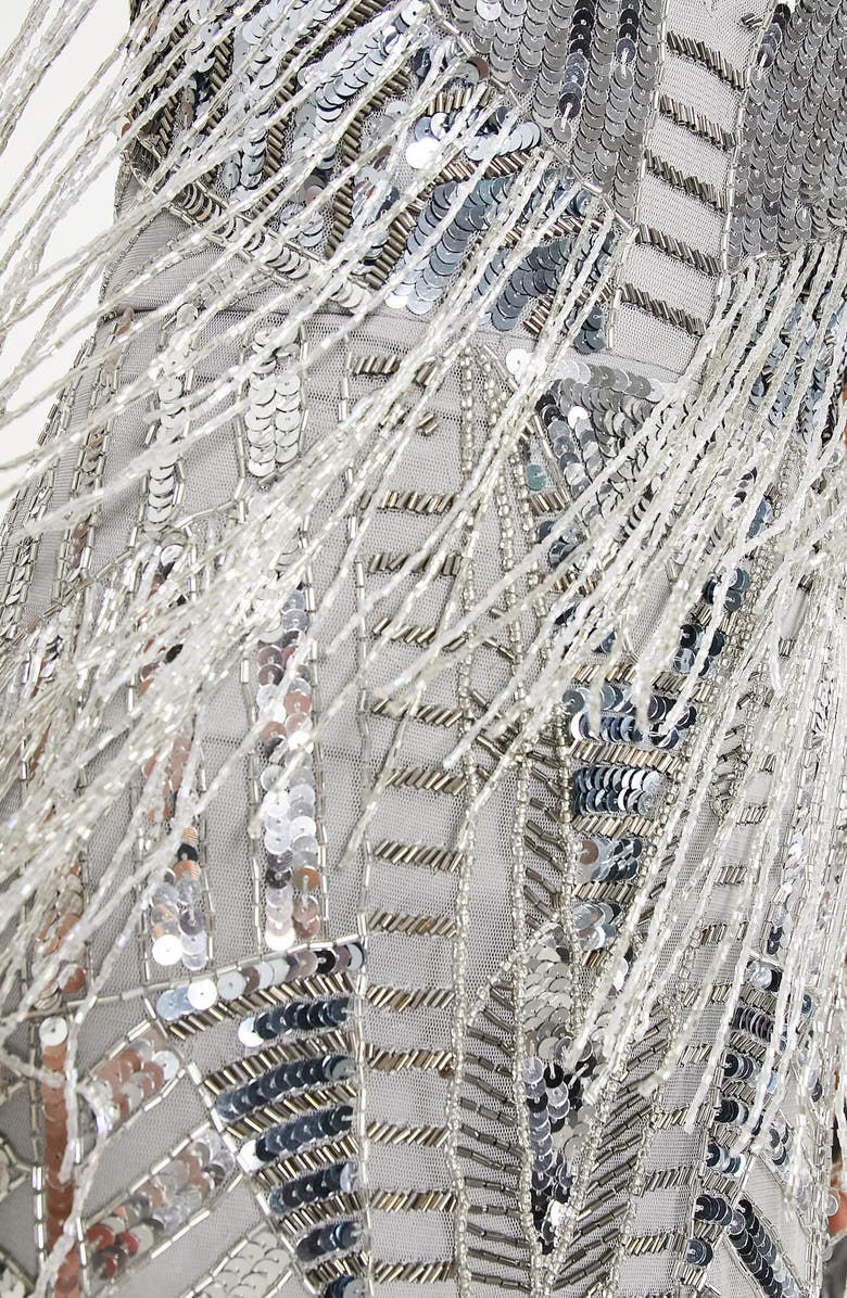 ASOS DESIGN EDITION Fringe Midi Dress, Alternate, color, 