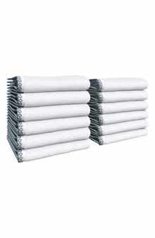 Woven & Weft Border Stitch 12-Pack Cotton Hand Towels