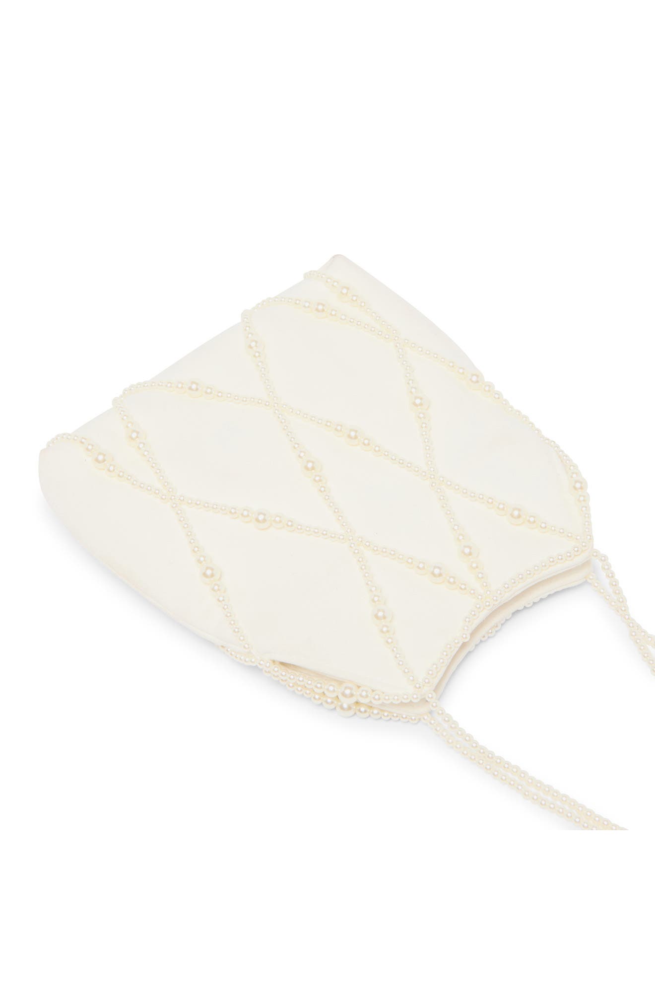 Dolce Vita Faux Pearl Satin Bag, Alternate, color, Ivory