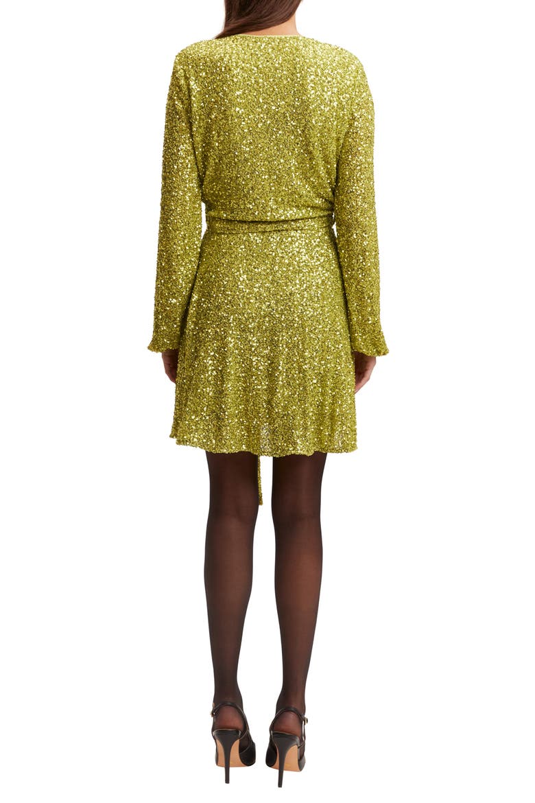 Bellissa Sequin Long Sleeve Minidress, Alternate, color, LIME