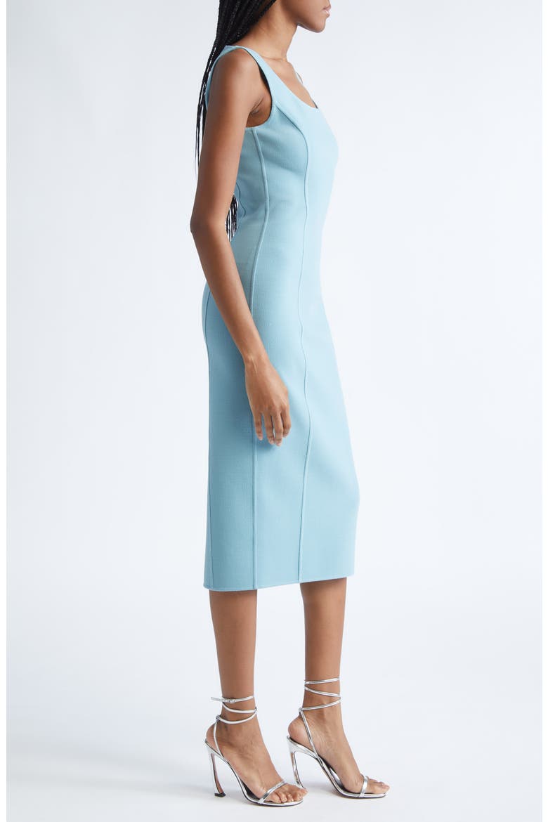Stretch Wool Blend Crepe Sheath Dress, Alternate, color, SEAGLASS