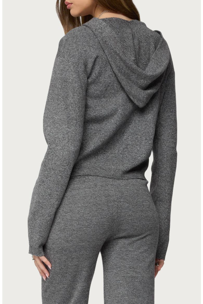 Ayah Knit Zip Crop Hoodie, Alternate, color, DARK-GRAY-MELANGE