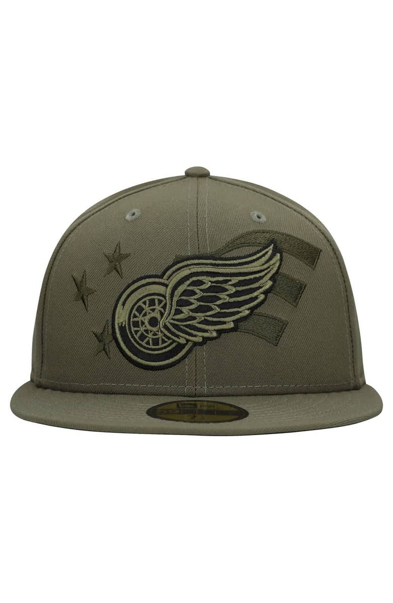 New Era Men's New Era Olive Detroit Red Wings Military Appreciation Flag 59FIFTY Fitted Hat, Alternate, color, Olive