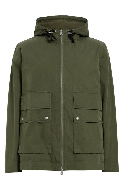 Allsaints Mens Khaki Green Morton Hooded Cotton Blend Jacket In Green