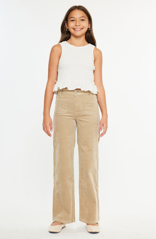 Kancan Sullie Ultra High Rise Wide Leg Jeans In Brown