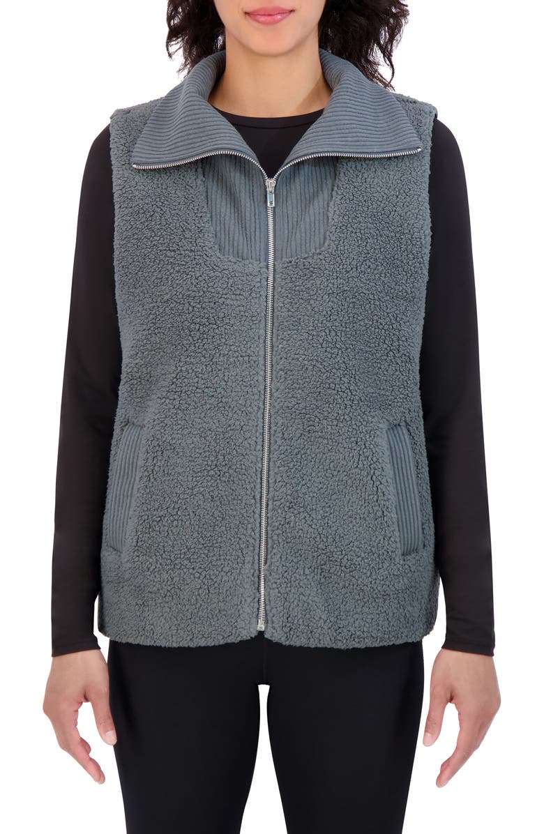 SAGE COLLECTIVE Mixed Fleece Vest, Main, color, Urban Chic