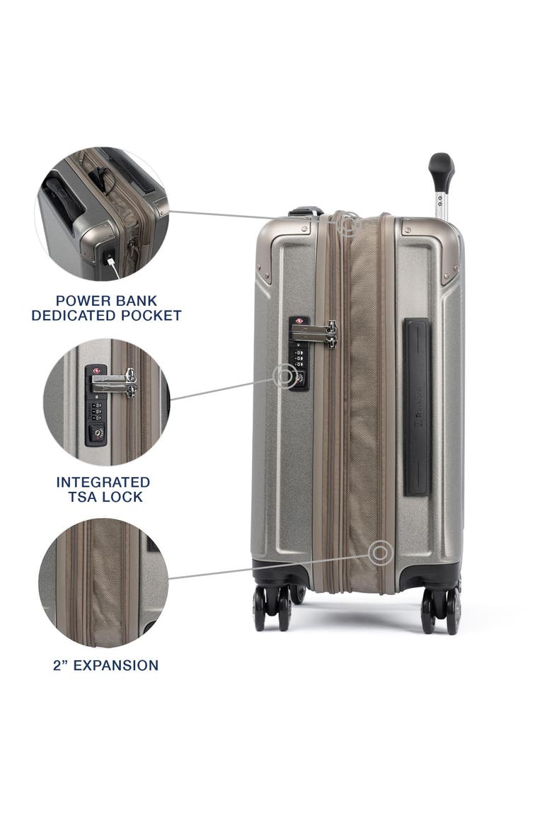 Platinum Elite Hardside 20" Compact Carry On Spinner Luggage, Alternate, color, Metallic Sand