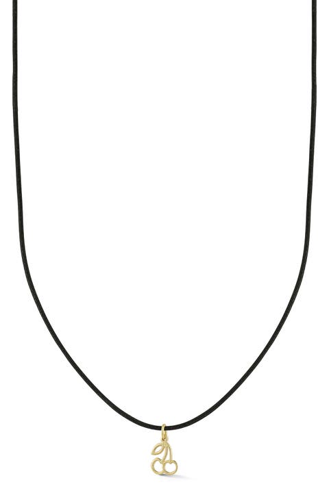 <p>14K Gold Cherry Cord Necklace</p>