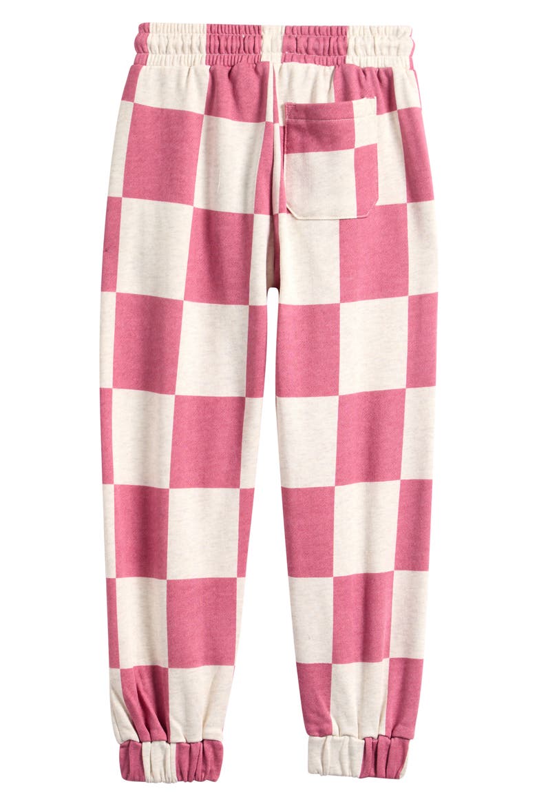 Kids' Pink Checkerboard Cotton Joggers, Alternate, color, PINK CHECKERBOARD
