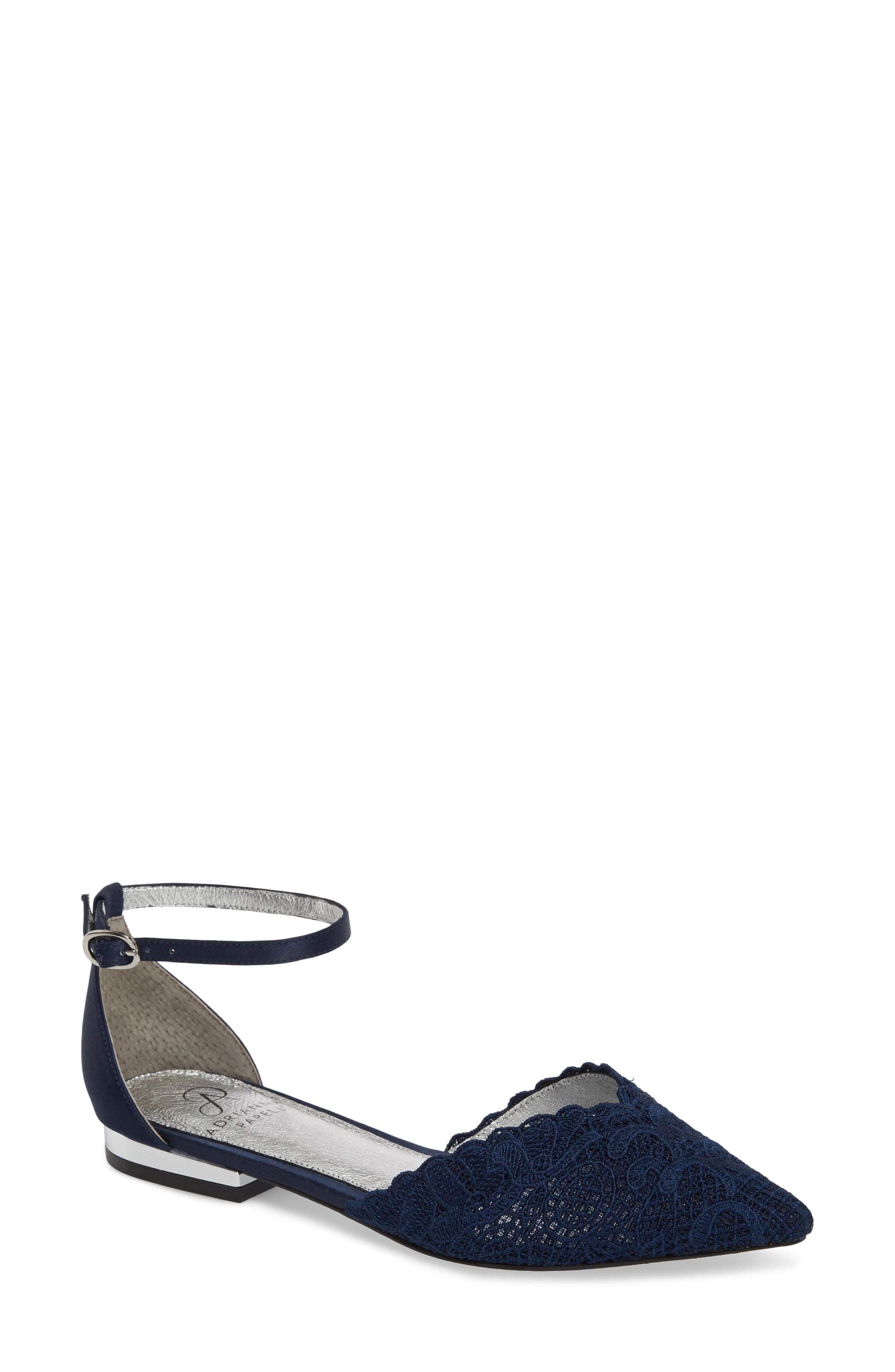 Trala Ankle Strap Flat, Main, color, NAVY FABRIC