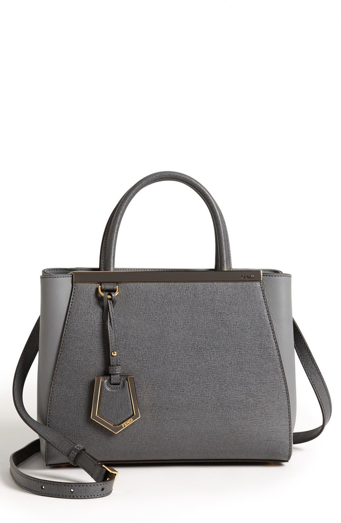 'Petite 2Jours Elite' Leather Shopper, Main, color, GREY/ GOLD HDWR