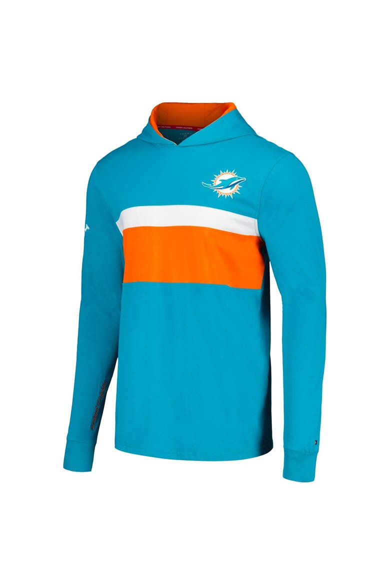 Men's Tommy Hilfiger  Aqua Miami Dolphins Morgan Long Sleeve Hoodie T-Shirt, Alternate, color, Aqua