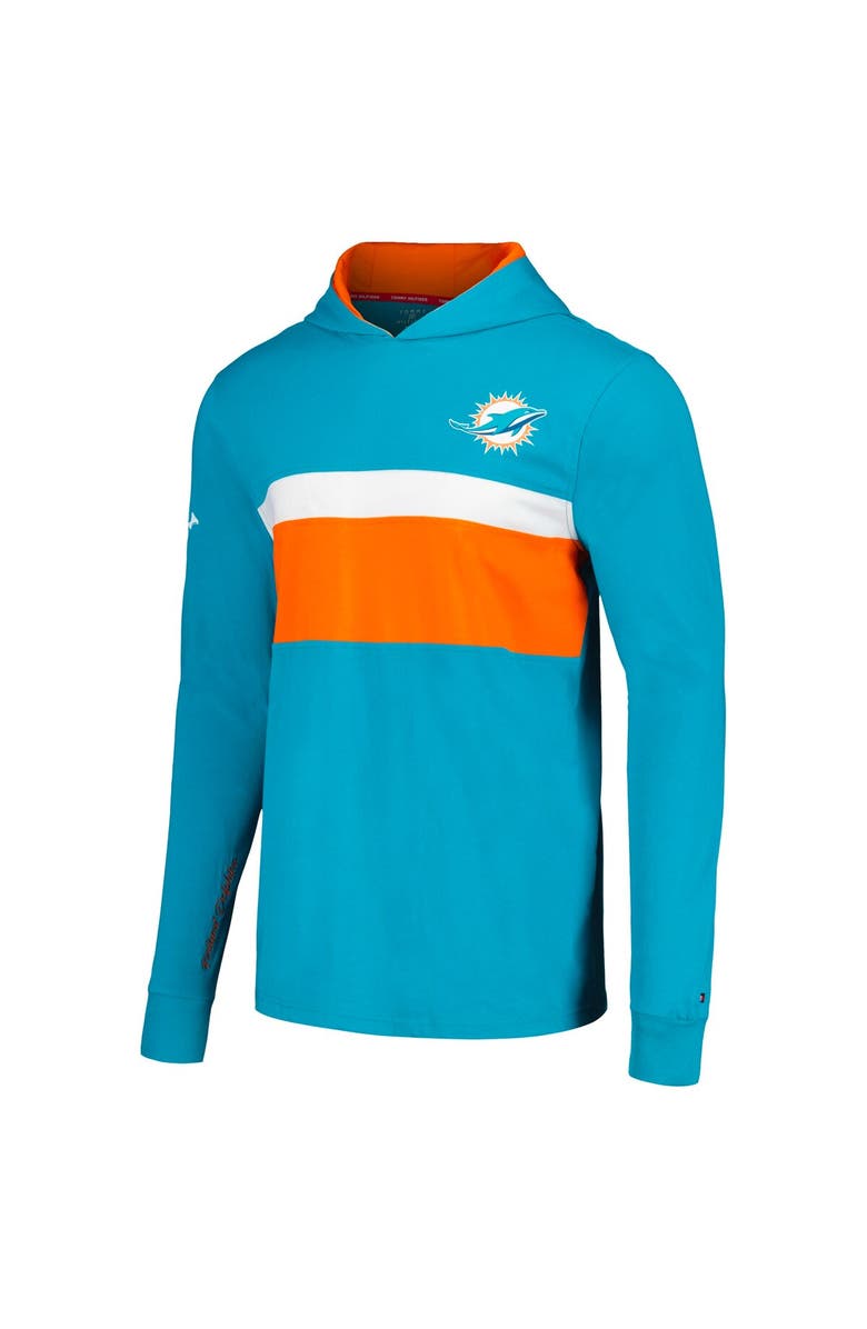 Tommy Hilfiger Men's Tommy Hilfiger Aqua Miami Dolphins Morgan Long Sleeve Hoodie T-Shirt, Alternate, color, Aqua
