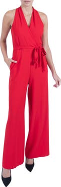 Julia Jordan Tie Waist Wide Leg Jumpsuit