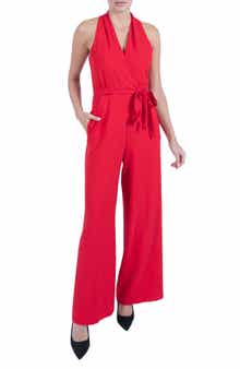 Julia Jordan Tie Waist Wide Leg Jumpsuit