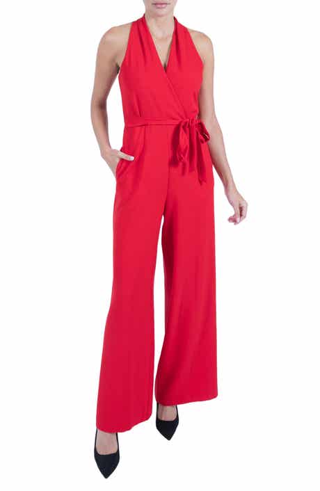 Julia Jordan Tie Waist Wide Leg Jumpsuit