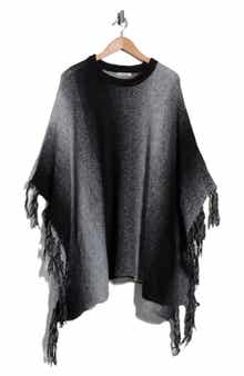 Ombré Fringe Trim Poncho