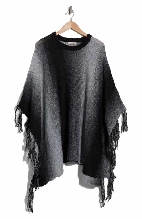 La Fiorentina Ombré Fringe Trim Poncho