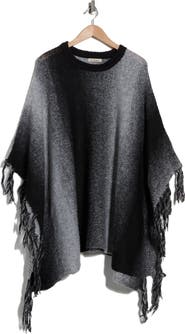 La Fiorentina Ombré Fringe Trim Poncho