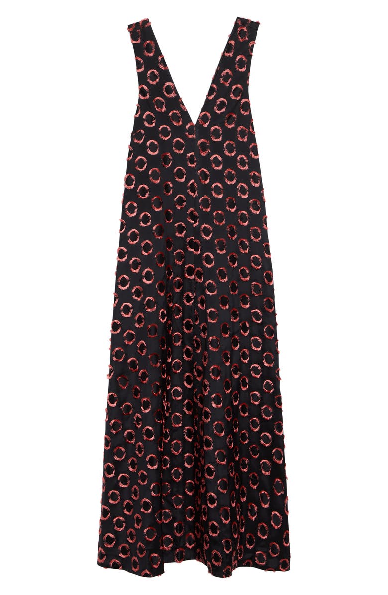 Dries Van Noten Polka Dot Fil Coupé Satin Maxi Dress, Main, color, Black