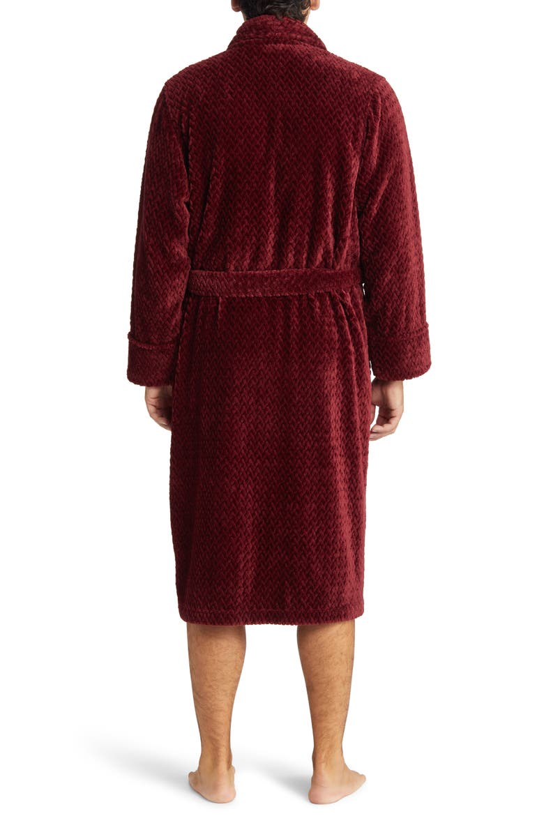 Plush Jacquard Robe, Alternate, color, BURGUNDY SPICE