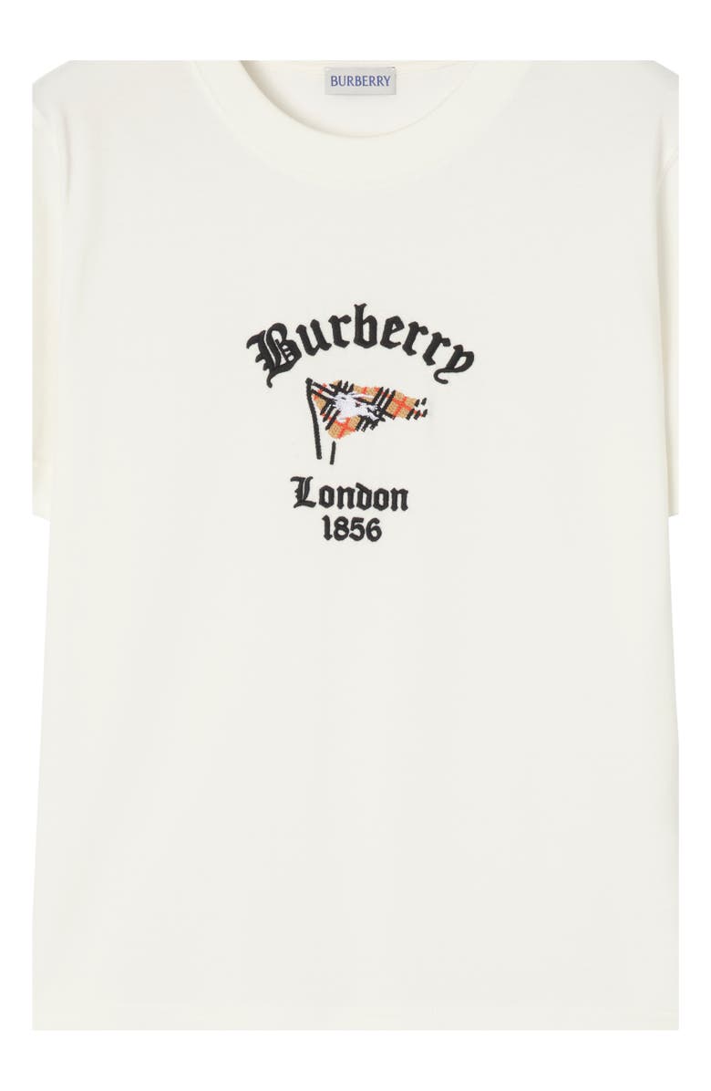 Burberry Check Flag Cotton T-shirt, Alternate, color, Chalk