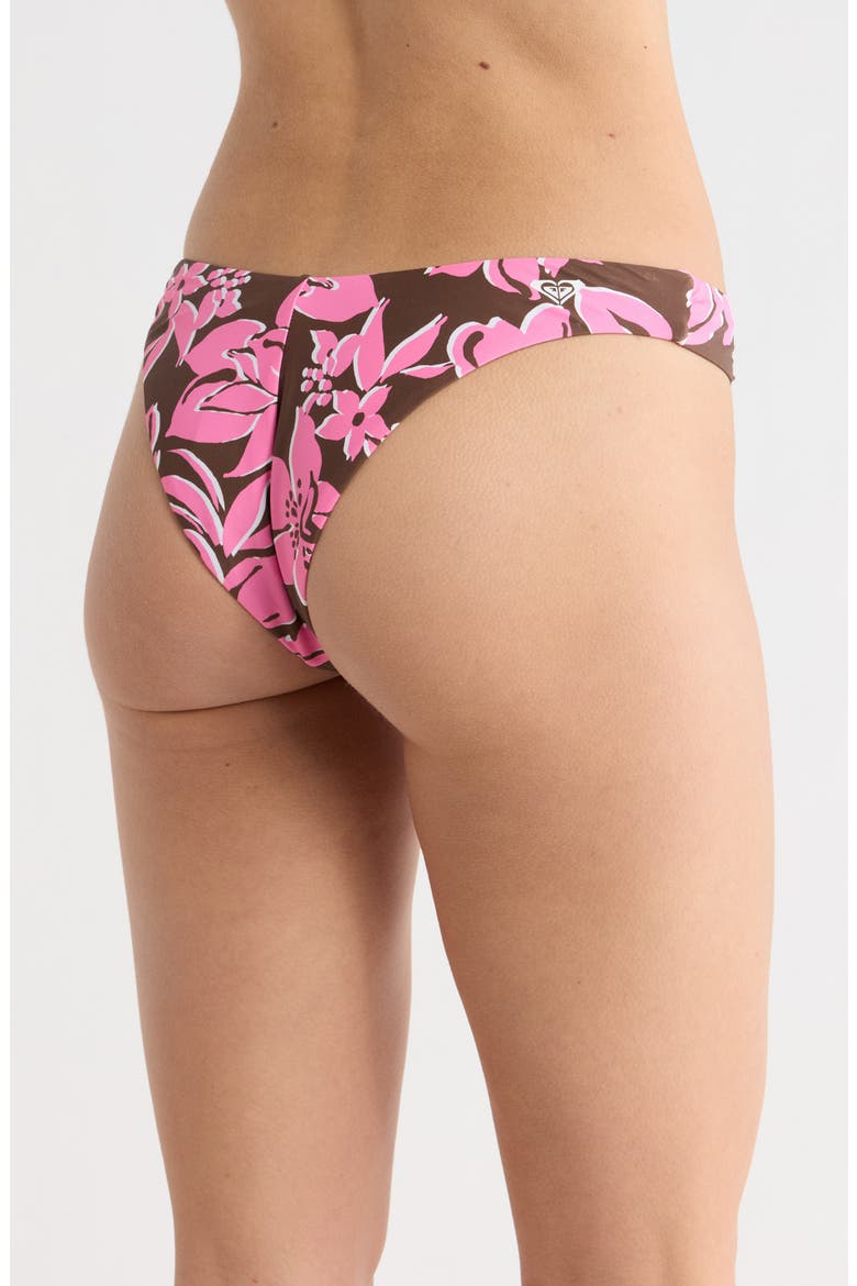 Island Time V Front Cheeky Bikini Bottoms, Alternate, color, BROWN/ PINK