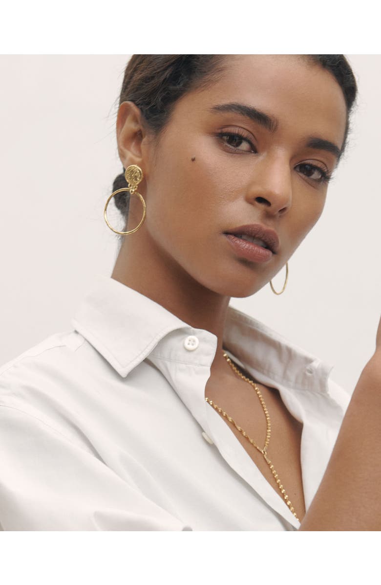 Ottoman Hands Myia Coin Front Hoop Earrings, Alternate, color, Brass