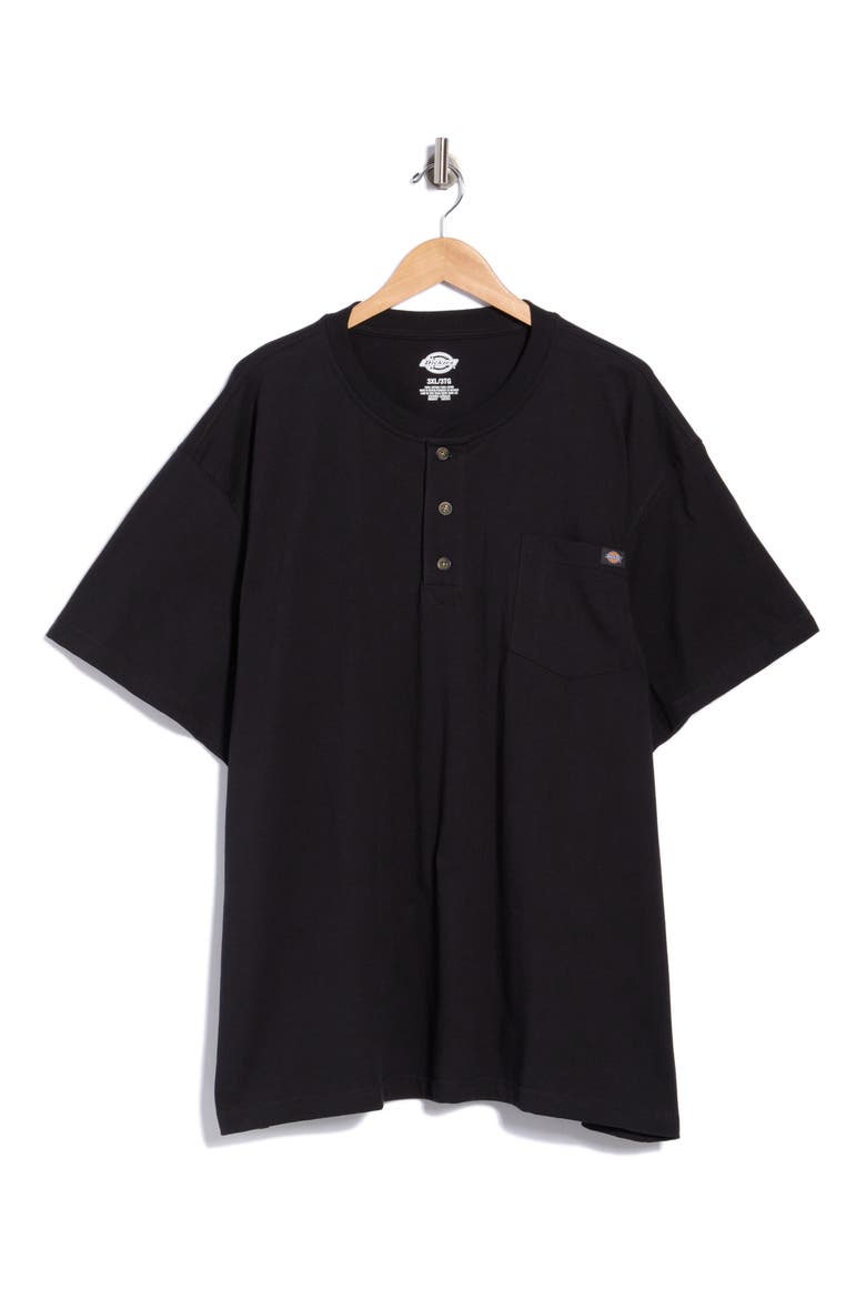 Heavyweight Short Sleeve Henley T-Shirt, Main, color, BLACK
