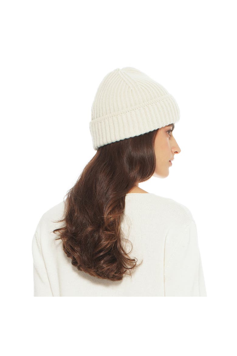 Pure Cashmere Ribbed Hat, Alternate, color, Milk White