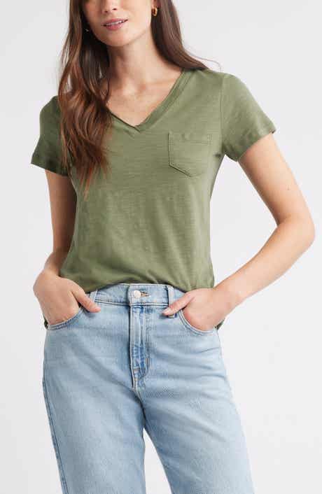 Caslon® Cotton & Modal V-Neck T-Shirt