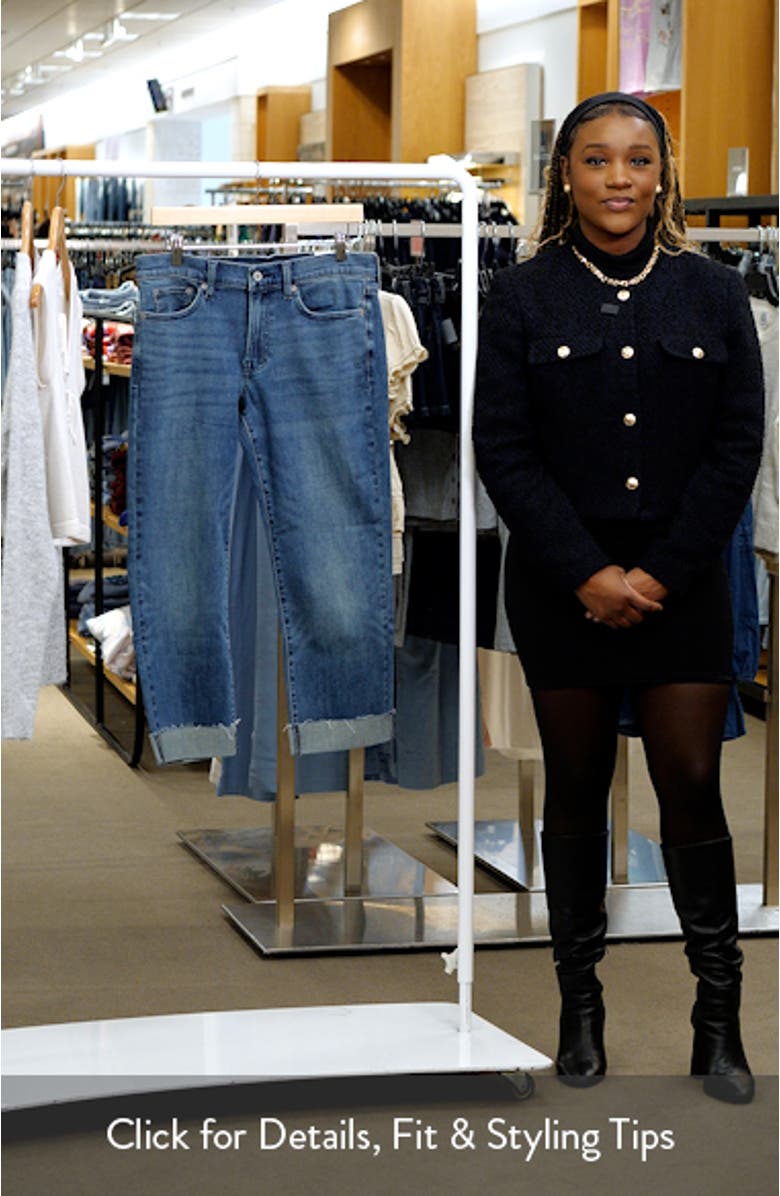 Sweet Straight Raw Hem Mid Rise Crop Straight Leg Jeans, sales video thumbnail